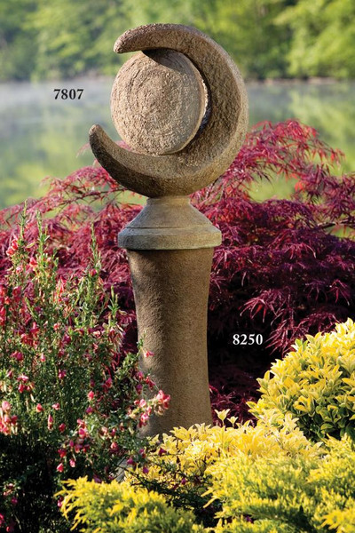 A Cast Stone Garden Of Night and Day On Pedestal Sculpture Statuary